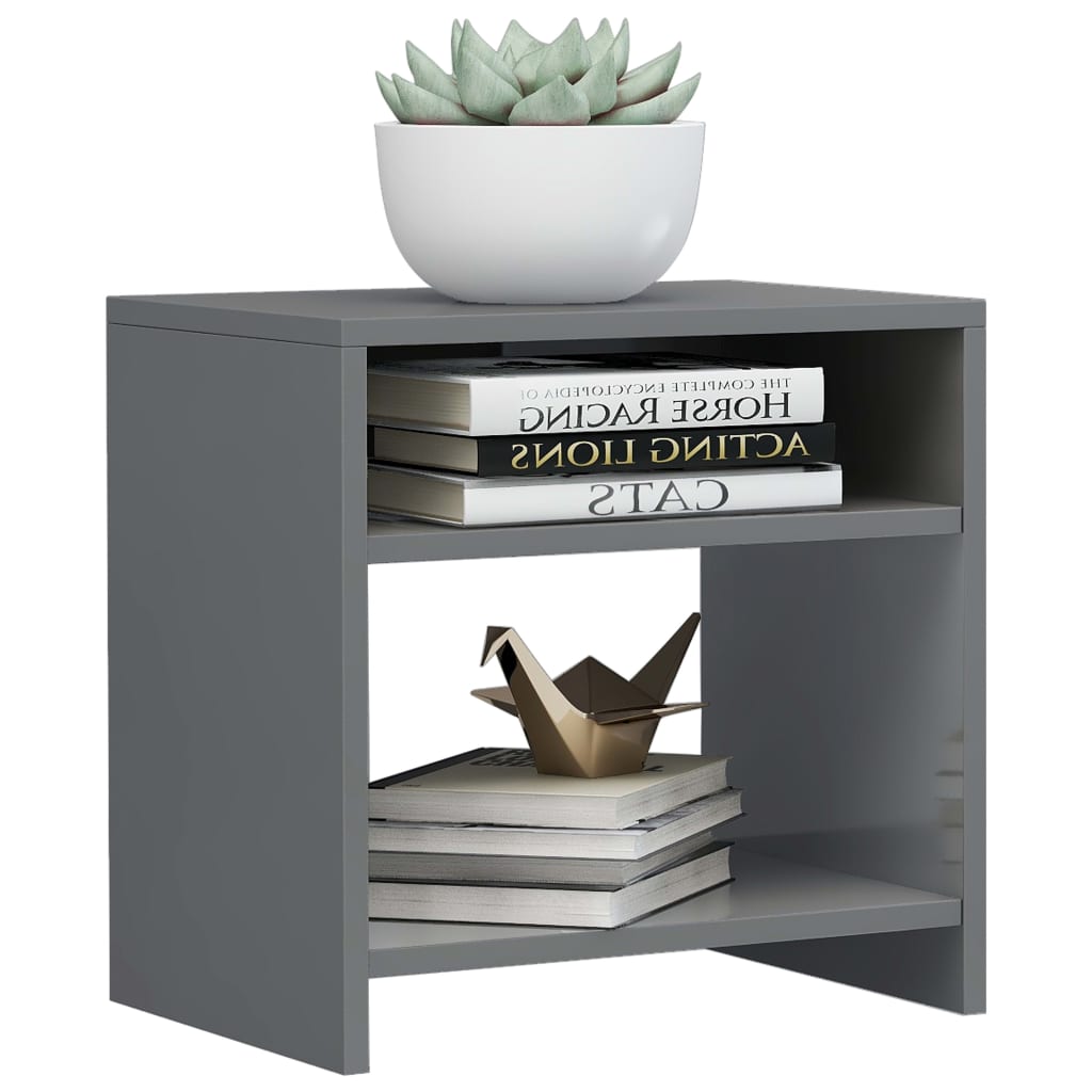 Bedside Cabinets 2 pcs High Gloss Grey Chipboard - 40×30×40cm