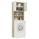 Washing Machine Cabinet White and Sonoma Oak Chipboard