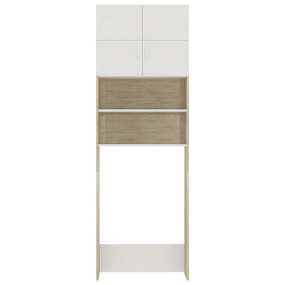 Washing Machine Cabinet White and Sonoma Oak Chipboard