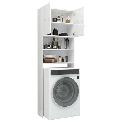 Washing Machine Cabinet High Gloss White Chipboard