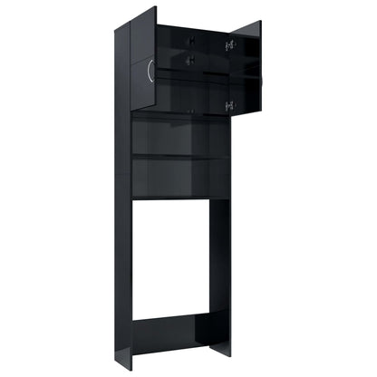 Washing Machine Cabinet High Gloss Black Chipboard