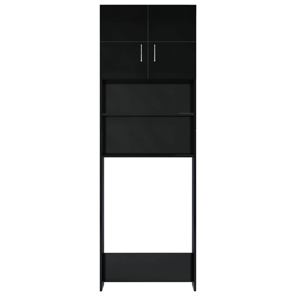 Washing Machine Cabinet High Gloss Black Chipboard