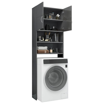 Washing Machine Cabinet High Gloss Grey Chipboard
