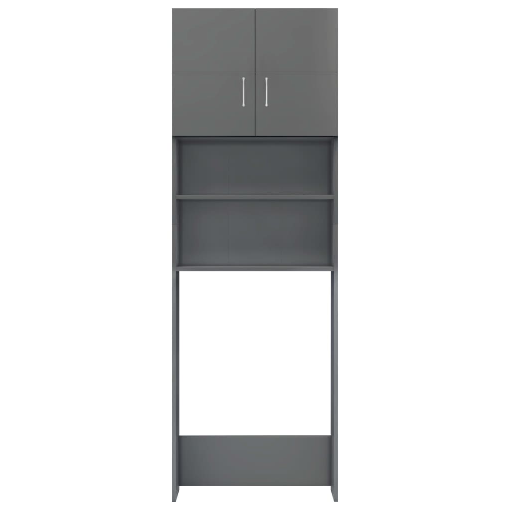 Washing Machine Cabinet High Gloss Grey Chipboard