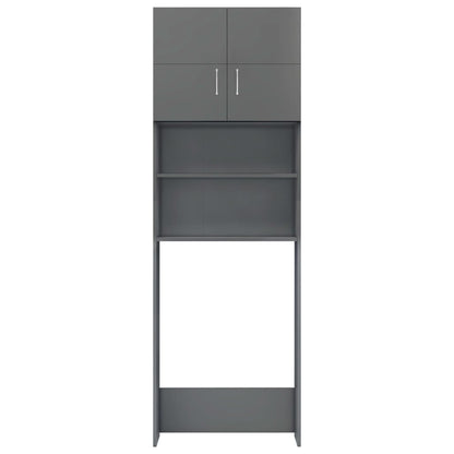 Washing Machine Cabinet High Gloss Grey Chipboard