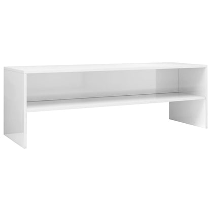TV Cabinet High Gloss White Chipboard - 120×40×40cm