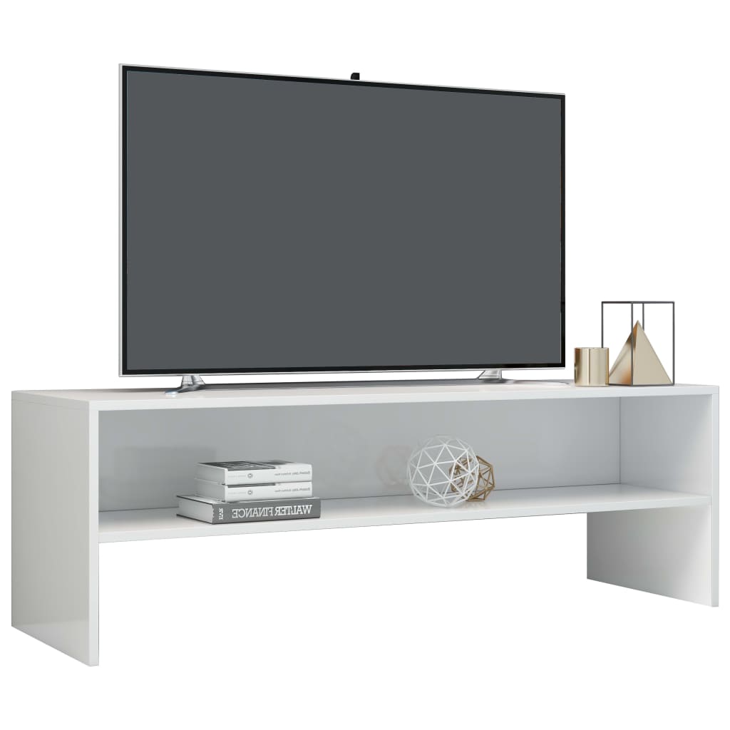 TV Cabinet High Gloss White Chipboard - 120×40×40cm