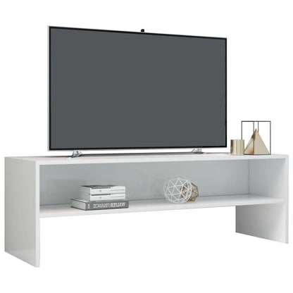 TV Cabinet High Gloss White Chipboard - 120×40×40cm
