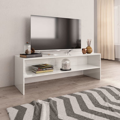 TV Cabinet High Gloss White Chipboard - 120×40×40cm