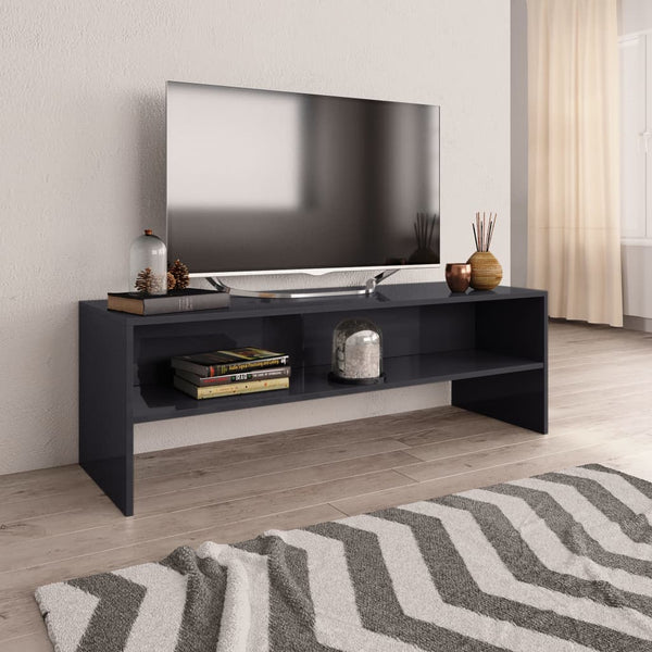  TV Cabinet High Gloss Grey Chipboard