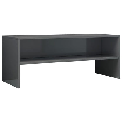 TV Cabinet High Gloss Grey Chipboard - 100×40×40cm
