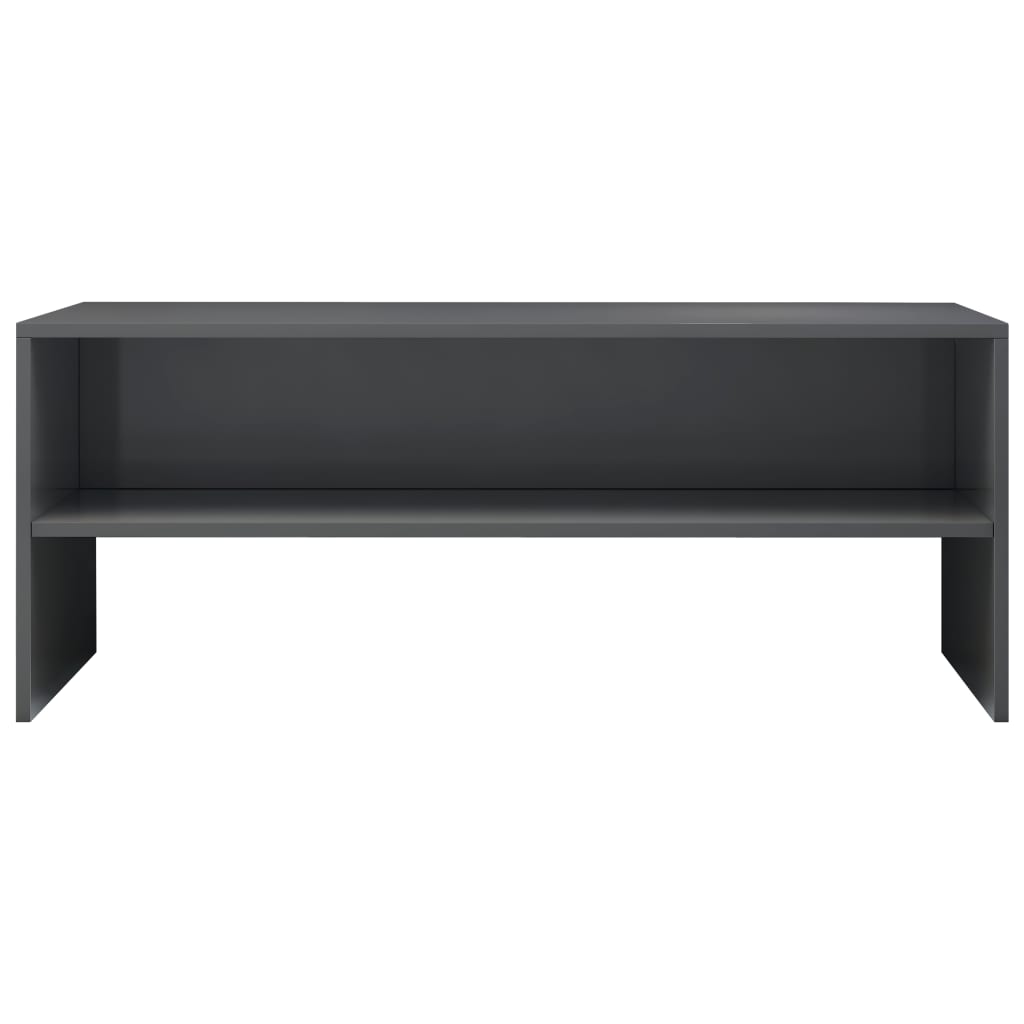 TV Cabinet High Gloss Grey Chipboard - 100×40×40cm