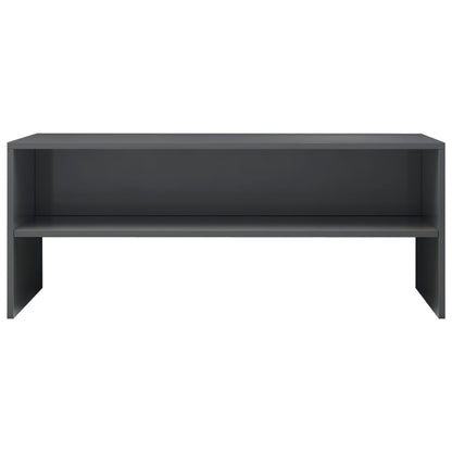 TV Cabinet High Gloss Grey Chipboard - 100×40×40cm