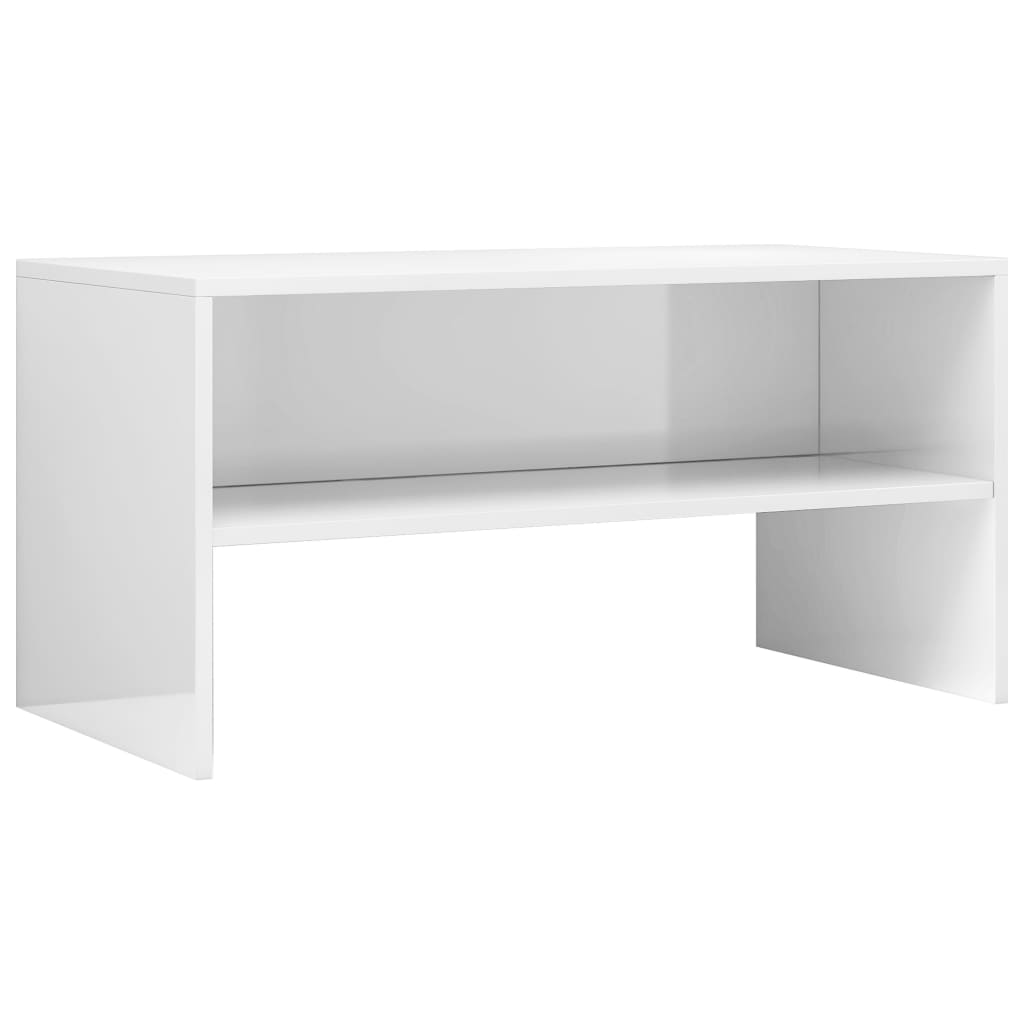 TV Cabinet High Gloss White Chipboard - 80×40×40cm