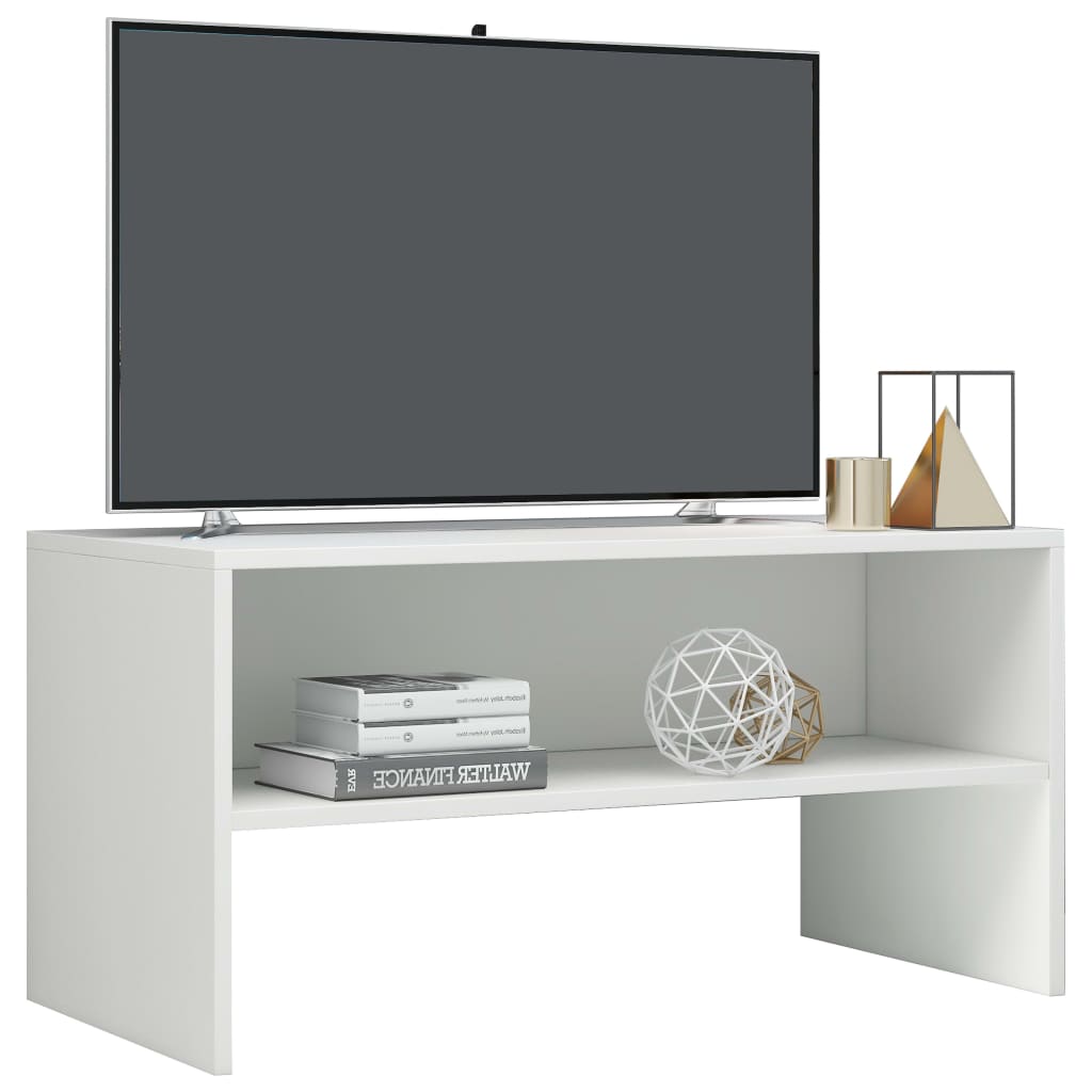 TV Cabinet High Gloss White Chipboard - 80×40×40cm