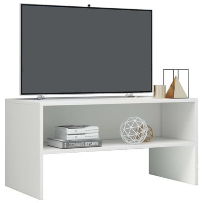 TV Cabinet High Gloss White Chipboard - 80×40×40cm