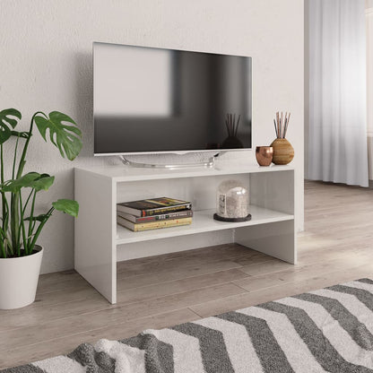 TV Cabinet High Gloss White Chipboard - 80×40×40cm