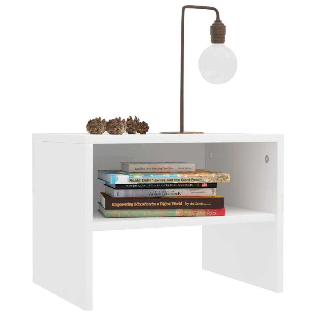 Bedside Cabinet White Chipboard - 40×30×30cm