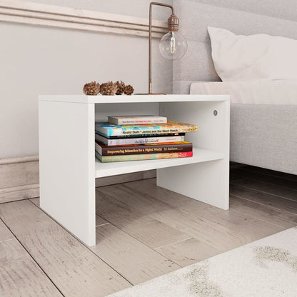 Bedside Cabinet White Chipboard - 40×30×30cm