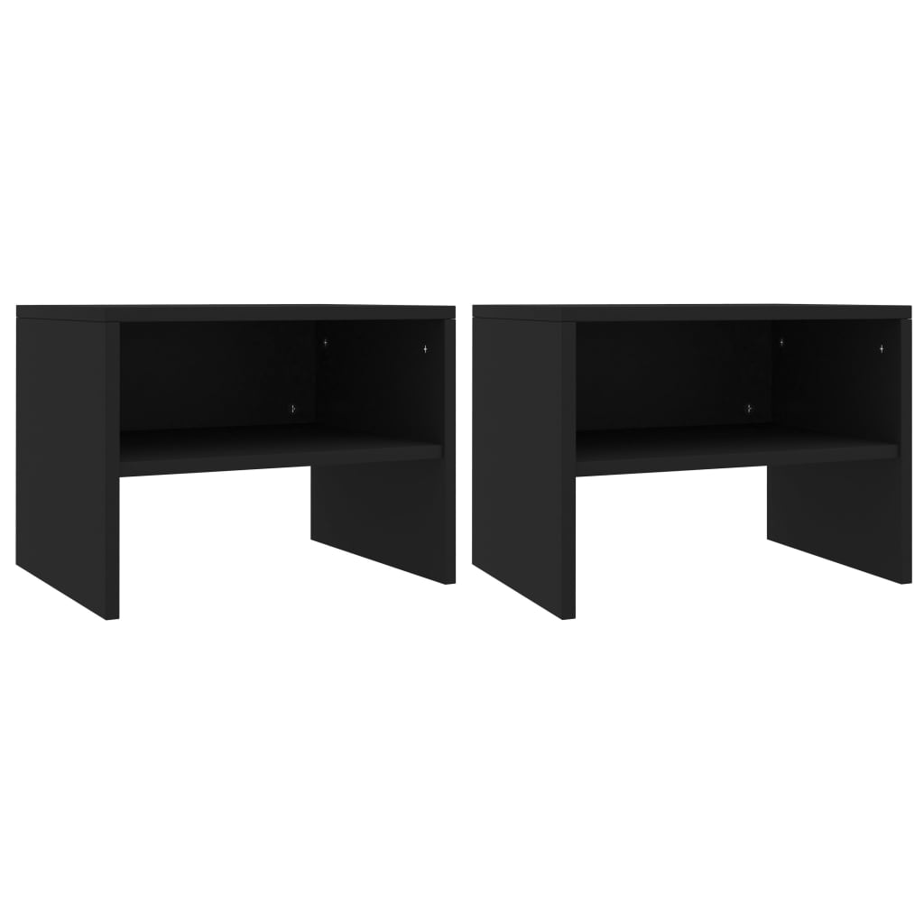 Bedside Cabinets 2 pcs Black Chipboard - 40×30×30cm