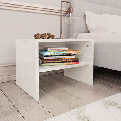 Bedside Cabinet High Gloss White Chipboard - 40×30×30cm