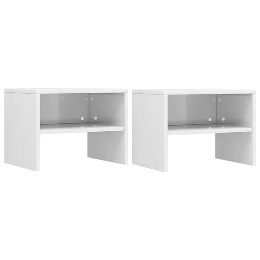 Bedside Cabinets 2  pcs High Gloss White Chipboard