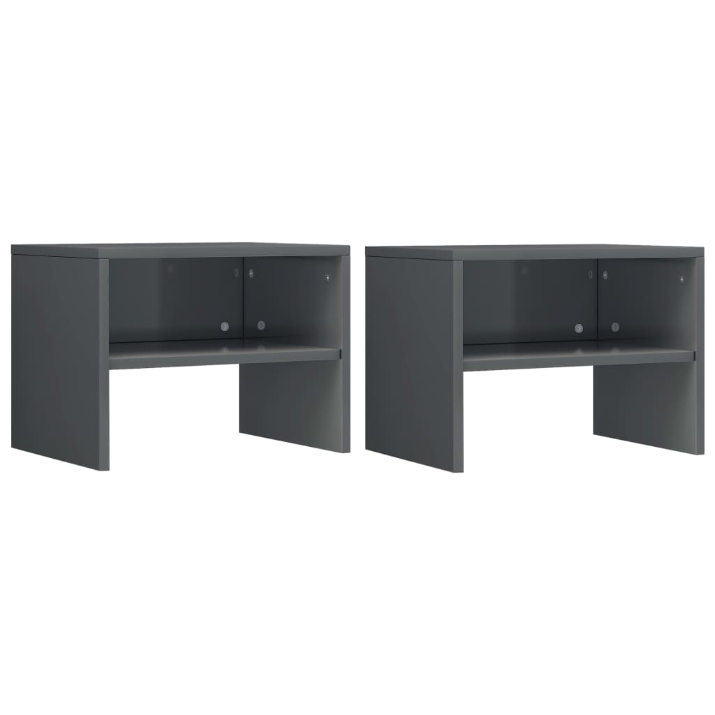 Bedside Cabinets 2 pcs High Gloss Grey Chipboard - 40×30×30cm