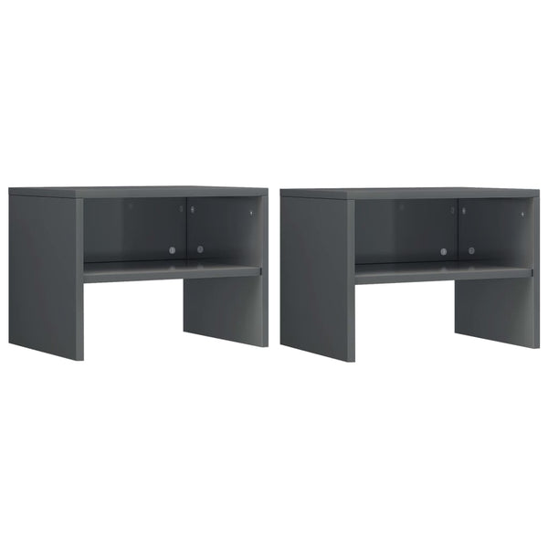  Bedside  Cabinets 2 pcs High Gloss Grey Chipboard