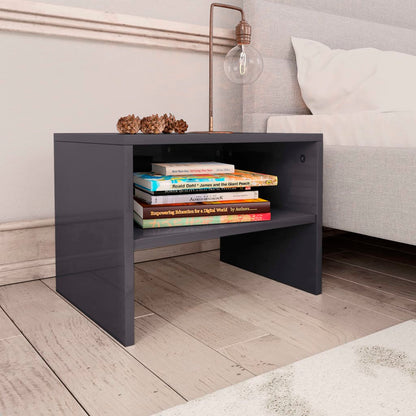 Bedside Cabinets 2 pcs High Gloss Grey Chipboard - 40×30×30cm