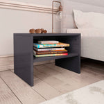 Bedside  Cabinets 2 pcs High Gloss Grey Chipboard