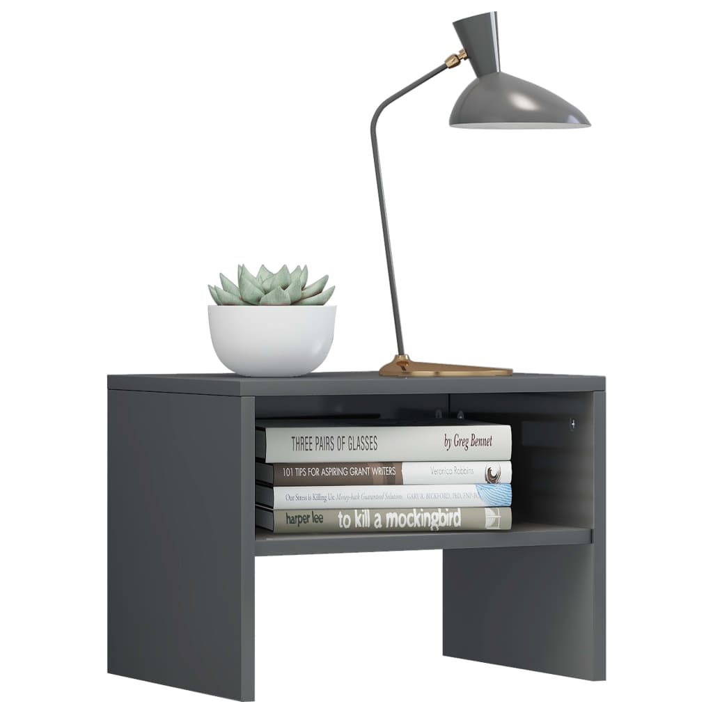 Bedside Cabinets 2 pcs High Gloss Grey Chipboard - 40×30×30cm