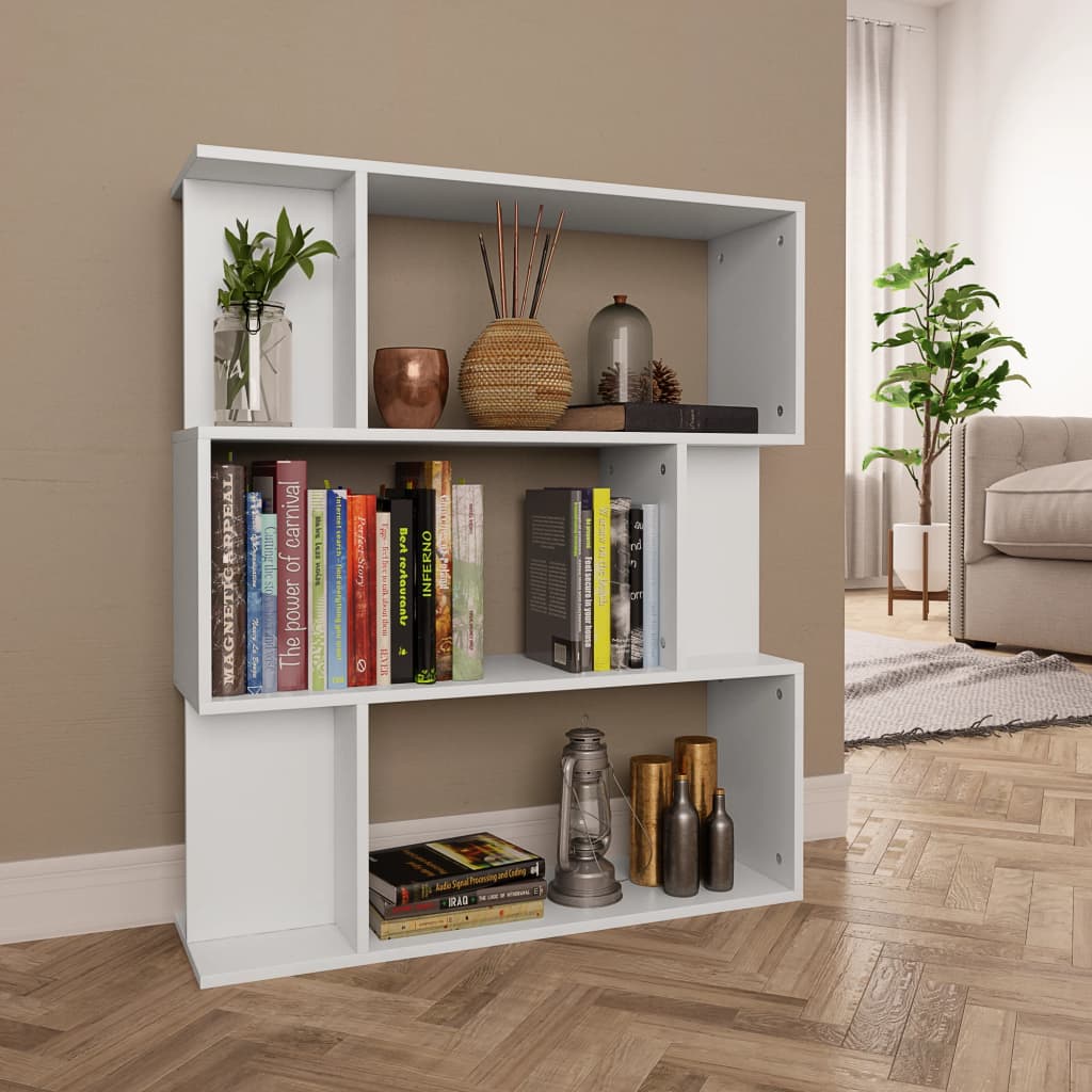 Book Cabinet/Room Divider White Chipboard - 80×24×96cm