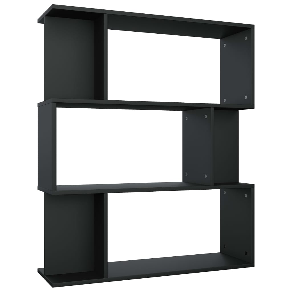Book Cabinet/Room Divider Black Chipboard - 80×24×96cm