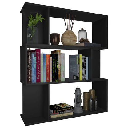 Book Cabinet/Room Divider Black Chipboard - 80×24×96cm