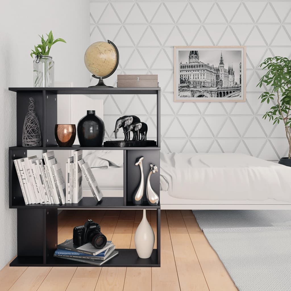 Book Cabinet/Room Divider Black Chipboard - 80×24×96cm