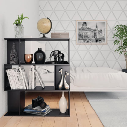 Book Cabinet/Room Divider Black Chipboard - 80×24×96cm