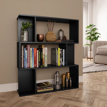 Book Cabinet/Room Divider Black Chipboard - 80×24×96cm