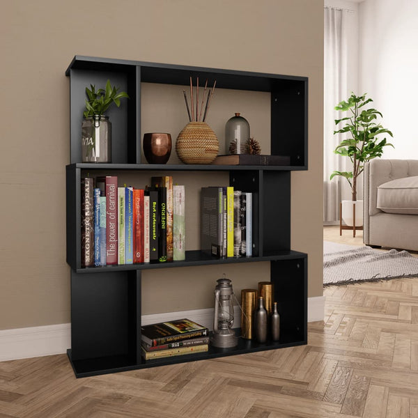  Book Cabinet/Room Divider Black Chipboard
