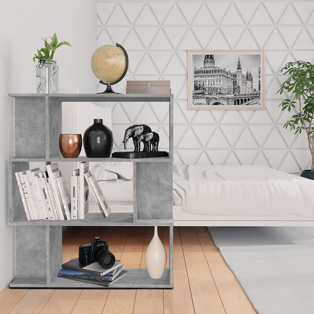 Book Cabinet/Room Divider Concrete Grey Chipboard - 80×24×96cm