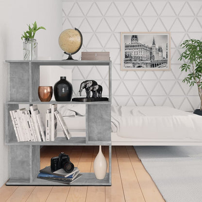 Book Cabinet/Room Divider Concrete Grey Chipboard - 80×24×96cm