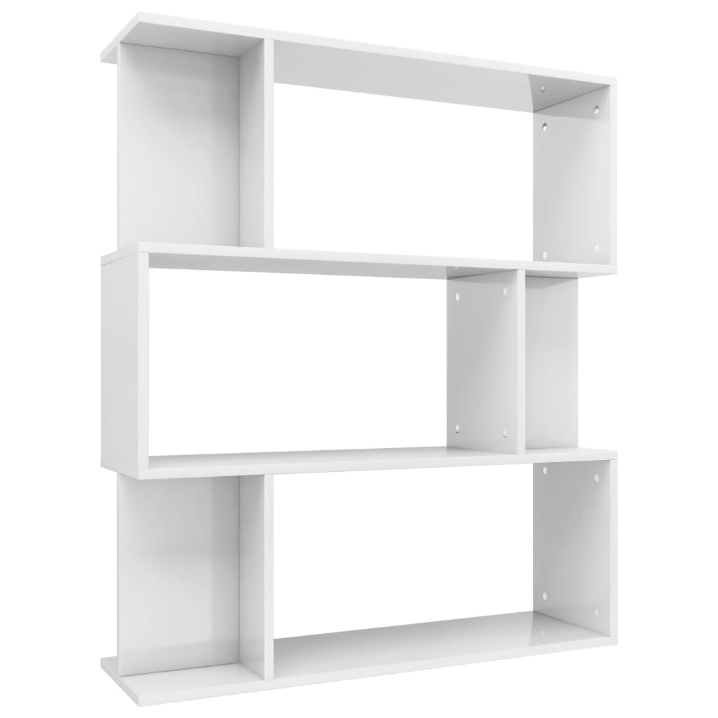 Book Cabinet/Room Divider High Gloss White Chipboard - 80×24×96cm