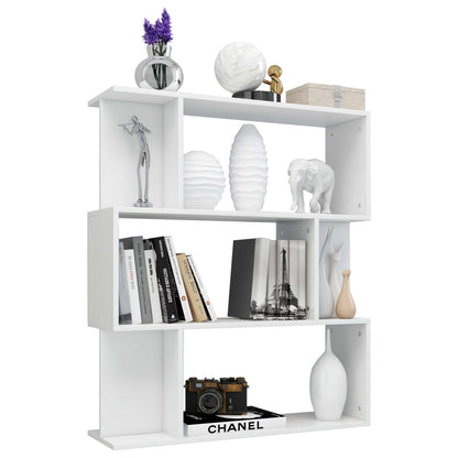 Book Cabinet/Room Divider High Gloss White Chipboard - 80×24×96cm