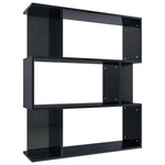 Book Cabinet/Room Divider High Gloss Black Chipboard