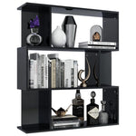 Book Cabinet/Room Divider High Gloss Black Chipboard