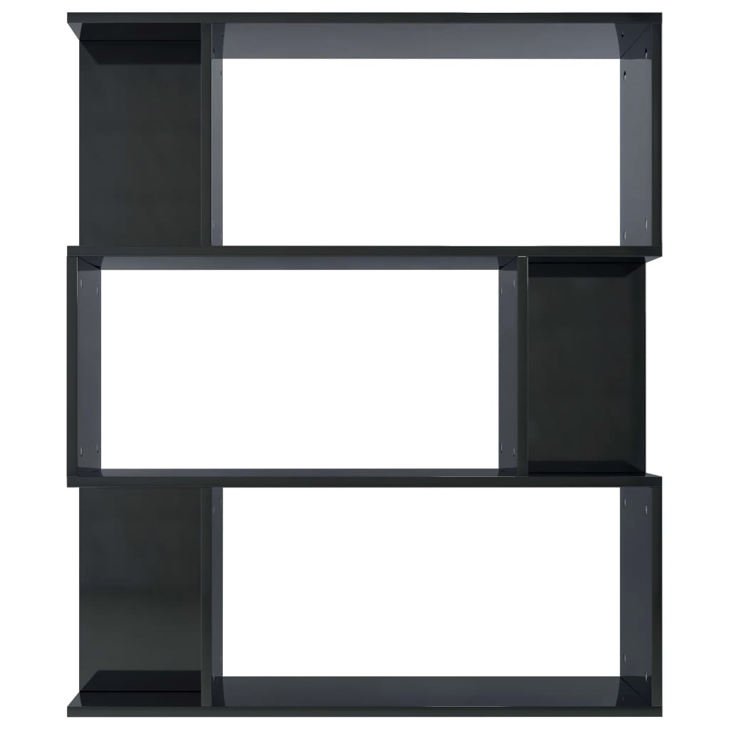 Book Cabinet/Room Divider High Gloss Black Chipboard - 80×24×96cm