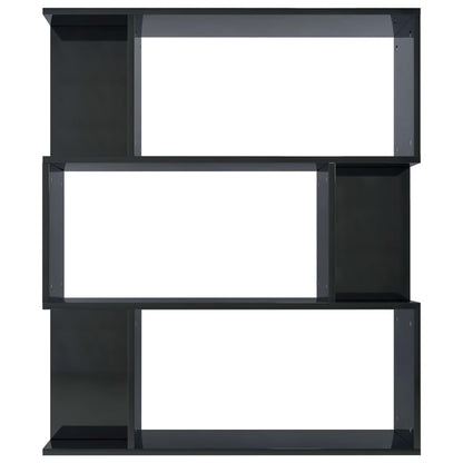 Book Cabinet/Room Divider High Gloss Black Chipboard - 80×24×96cm