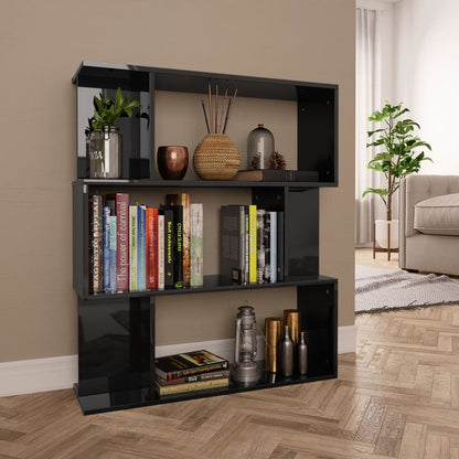 Book Cabinet/Room Divider High Gloss Black Chipboard - 80×24×96cm