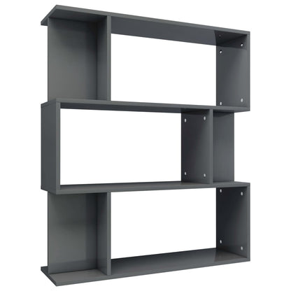 Book Cabinet/Room Divider High Gloss Grey Chipboard - 80×24×96cm