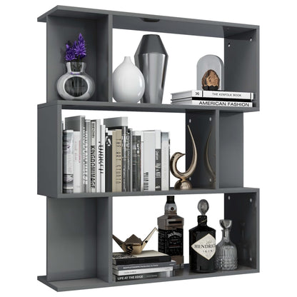 Book Cabinet/Room Divider High Gloss Grey Chipboard - 80×24×96cm