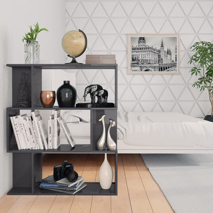 Book Cabinet/Room Divider High Gloss Grey Chipboard - 80×24×96cm